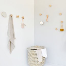 Double Round Beech Wood Wall Hook / Knob