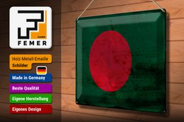 Tin Sign Flag Bangladesh 40x30cm Bangladesh Rust