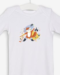 White pajamas Chat Botté 100% organic cotton certified OEKO-TEX