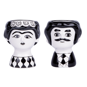 Kitsch Küchenset Eierbecher Carlos & Marisol Schwarz/Weiß