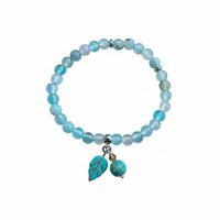 Damenarmband Chalcedon 6 mm mit Blatt- und Steinanhängern