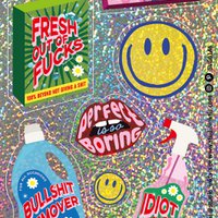 Glitter sticker sheet Smiley Bullshit remover and more