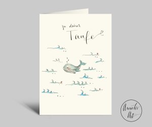 Taufkarte mit Umschlag | kleiner Wal | zu deiner Taufe | Klappkarte