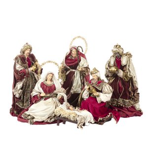 FABR.MET.HOLY FAMILY SET/6 TT BRWN/BURG 77,5CM