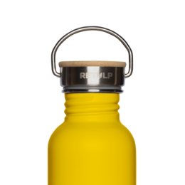 Rustfrit stål drikkeflaske bambus låg 500 ml stål Gul