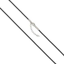 Elegant black cord necklace with silver-tone clasp and extender chain, suitable for casual or formal wear.