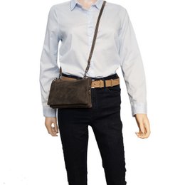 Skuldertaske I 3 farver Buffalo Læder - Festivaltaske - Lædertaske Lille - Crossbody taske til kvinder Læder - Str. L
