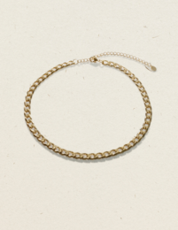 Gold-toned chain necklace with a classic curb link design.