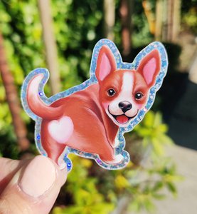 Aufkleber Liebe lustiger Hund mit Glitzer Vinyl