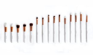 Make-up Pinsel Set 15-teiliges Professional White inklusive Kupplung