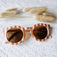 Baby- und Kindersonnenbrille UV400 gestreift - Soft Pink / Camel