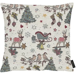 3616 kussen naturel / rood - 39x39cm