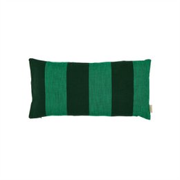  Rectangular cushion cover in a bold green and black striped pattern, suitable for use on sofas, beds, or chairs.