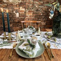 Linen table runner - Pine trees