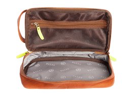 Trousse de toilette avec compartiment - Cognac yellow