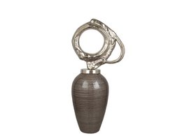 Glass bottle with aluminum lid, suitable for travel. Cylindrical shape in a dark gray color.