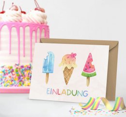 Ice Cream Birthday Party Invitation Cards for Girls and Boys, Ice Cream Invitation Cards for Kids to Fill Out with Envelopes for Ice Cream Birthday Party