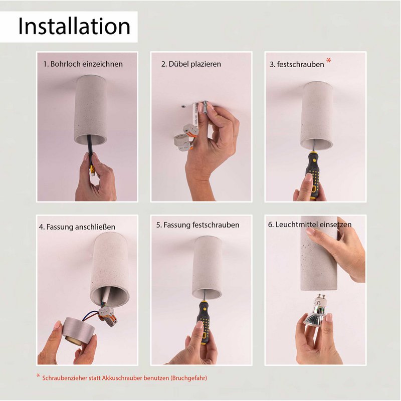 Loftslampe "Donoma" betonlys Sort