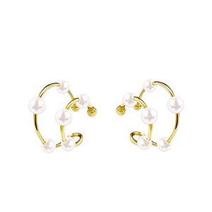 Paar Double Hoop Pearl Ear Cuffs