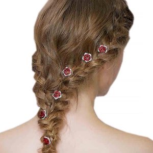 Romantische Red Rose Bruidshaarspelden-Een set van 8