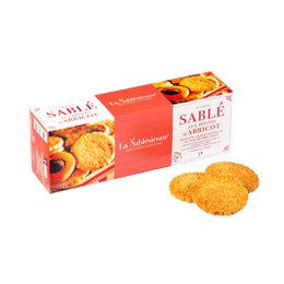 Apricot nugget shortbread cookies in a 125g cardboard box. Made with real apricot pieces and a buttery shortbread texture.