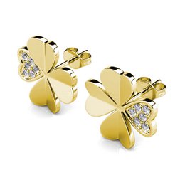 Orecchini con petali di trifoglio - Oro e cristallo