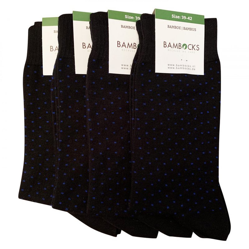 Bambocks Bambussocken 4-Paar schwarz / blau gepunktet