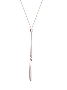 Verzilverde ketting met blok en twee staven