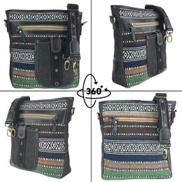 Bolso bandolera para mujer Sunsa. Bolso bandolera estilo vintage. Bolso de lona. bolso bandolera pequeño para mujer de tejido estampado marrón