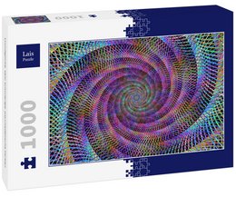 Vibrant psychedelic spiral puzzle with 1000 pieces in a variety of bold, colorful hues. Challenging and visually striking design.
