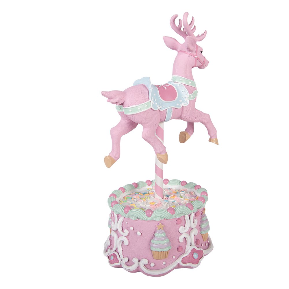Kerstdecoratie met LED-verlichting Hert 17x14x29 cm Roze Kunststof
