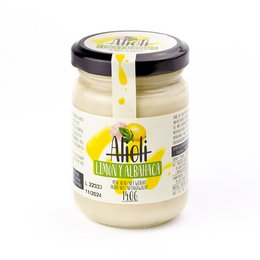Aioli lemon and basil mayonnaise from Spain, made with high-quality ingredients. Creamy texture with a tangy lemon and fresh basil flavor.