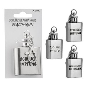 Key trailer Flachmann Sayings made of metal silver 3-fold, (W/H/T) 24x24x72cm 30ml
