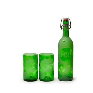 Water Bottle & Glass Set "H2O" (set of 2 glasses)