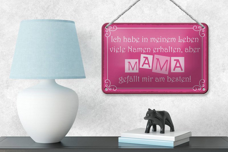 Tin sign saying 18x12cm Name Mom is my favorite decoration