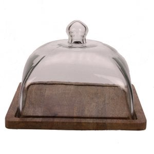 Glasglocke mit Holzsockel