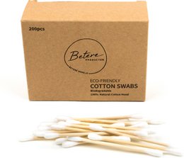 Bamboo cotton swabs, 200 pieces, for ear care. Eco-friendly, natural material.