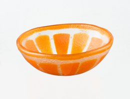  Tropical bowl tray, 12x5 inches, made of orange-colored material.