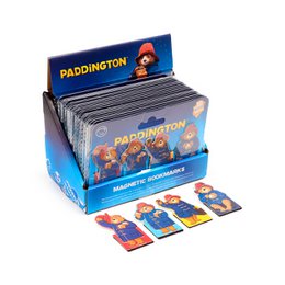 Paddington Bear magnetic bookmarks, colorful character design, set of multiple bookmarks, blue packaging, collectible.