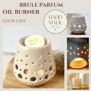 Parfumbrander – Grijze Loob – Gelakte Keramiek Kandelaar – Gezond Verspreidingsaccessoire – Geurende Wassen, Etherische Oliën – Decoratief Object
