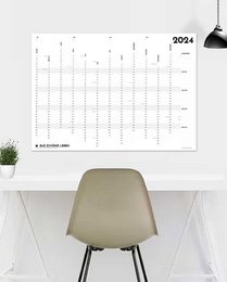 Large annual calendar wall poster in landscape and portrait orientations, available in two sizes - 100 x 70 cm and 70 x 50 cm.