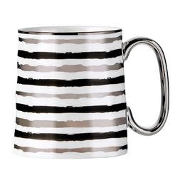 Platinum-colored Art Deco-style mug with a geometric pattern.
