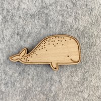 Wooden brooch - Whale