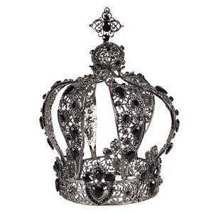 Headband Women Crown Ø 9x18 cm Gray Metal