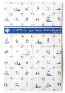 Giftwrap, Delftblue Tiles / Blue and White