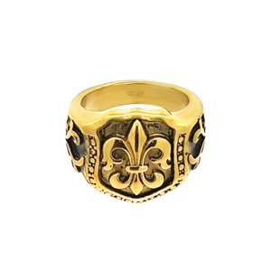 Men's Golden Fleur-De-Lis Signet Ring