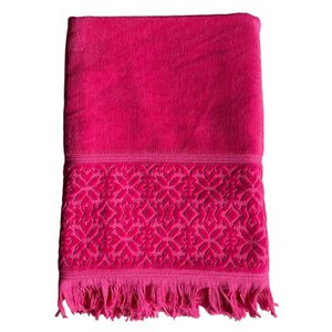 Effen fluwelen badhanddoek Romance fuschia 90x170