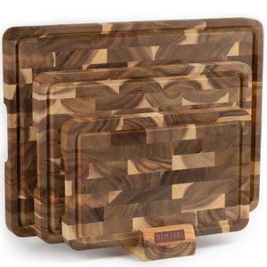 Acacia Snijplankenset 3 delig | Premium Houten Snijplanken | Cadeauwaardige Keukenset
