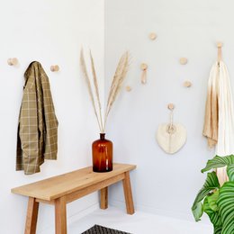Double Round Beech Wood Wall Hook / Knob