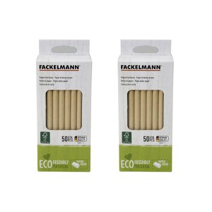 Set mit 2 Schachteln mit 50 braunen starren Papierstrohhalmen Fackelmann Eco Friendly